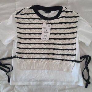 Zara Shirt and Stripped Vest with Ties, Medium